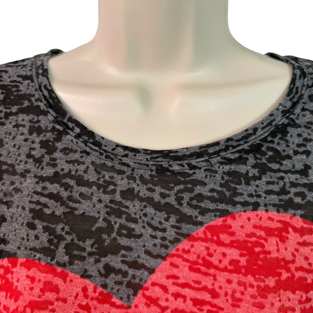 INC International Concepts Black Red Heart Burn Out Short Sleeve T Shirt - Picture 13 of 13